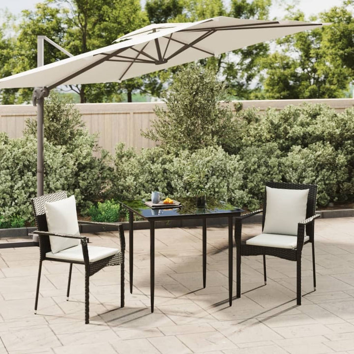 Set Mobilier Grădină Cu Perne, 5 Piese, Negru Și , Poliratan