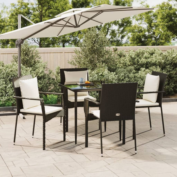 Set Mobilier Grădină Cu Perne, 5 Piese, Negru Și , Poliratan