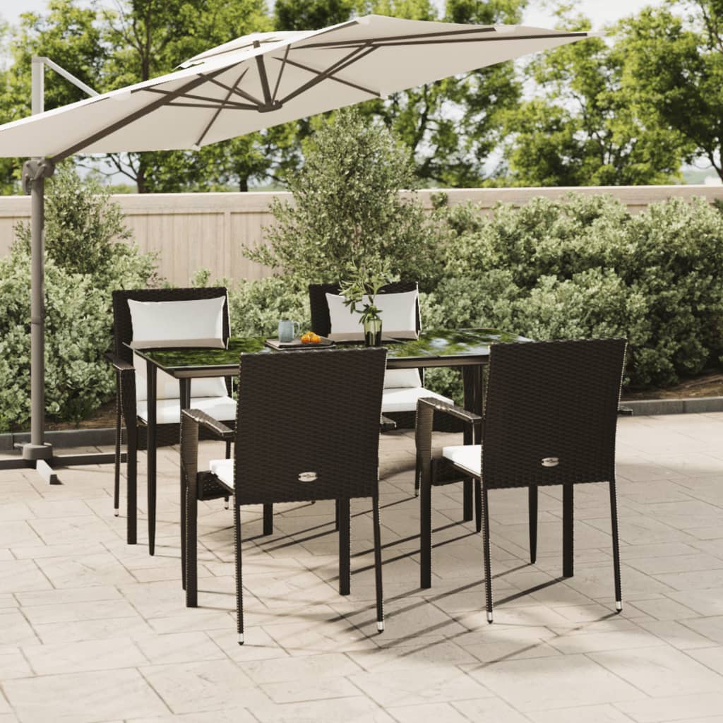 Set Mobilier Grădină Cu Perne, 5 Piese, Negru Și , Poliratan