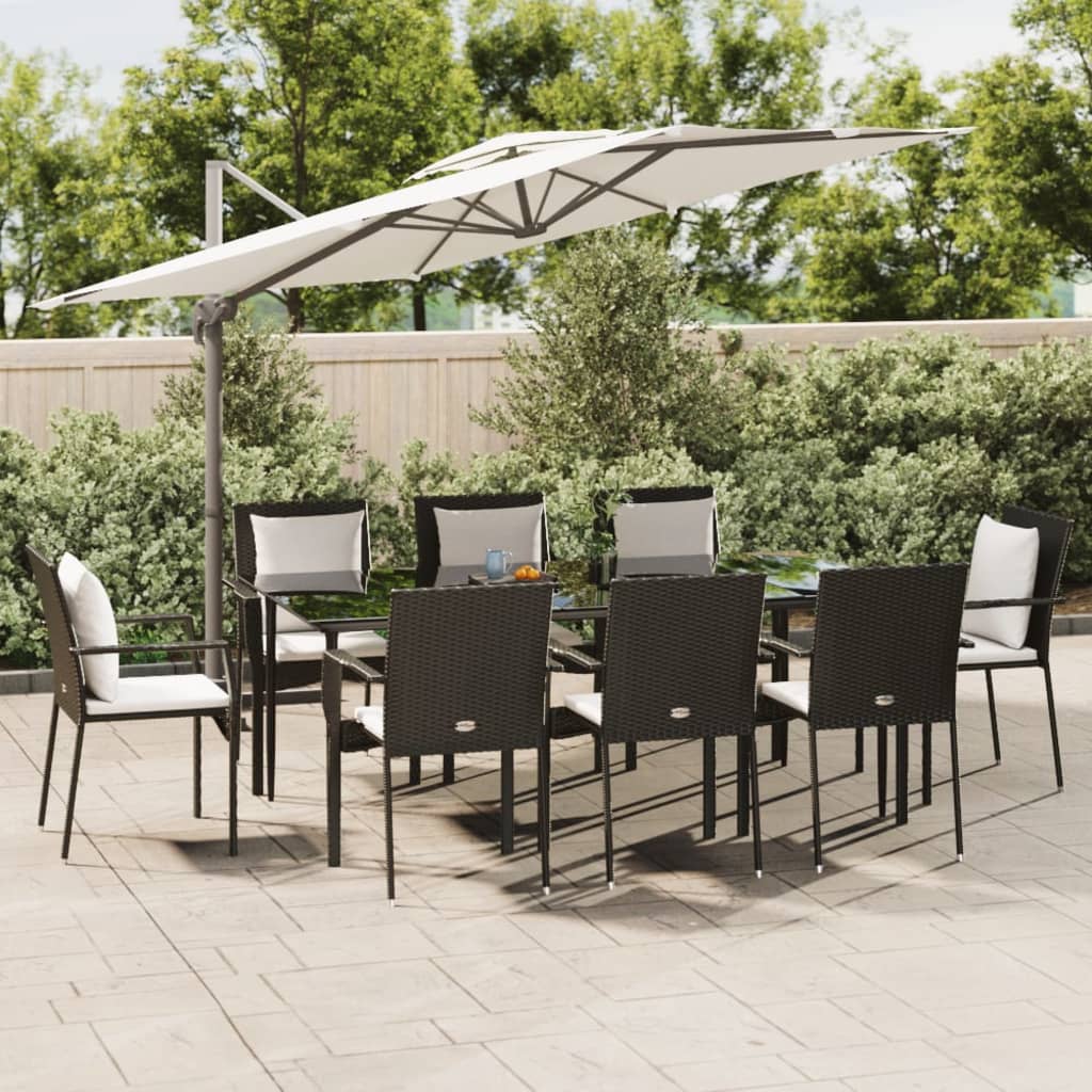 Set Mobilier Grădină Cu Perne, 5 Piese, Negru Și , Poliratan