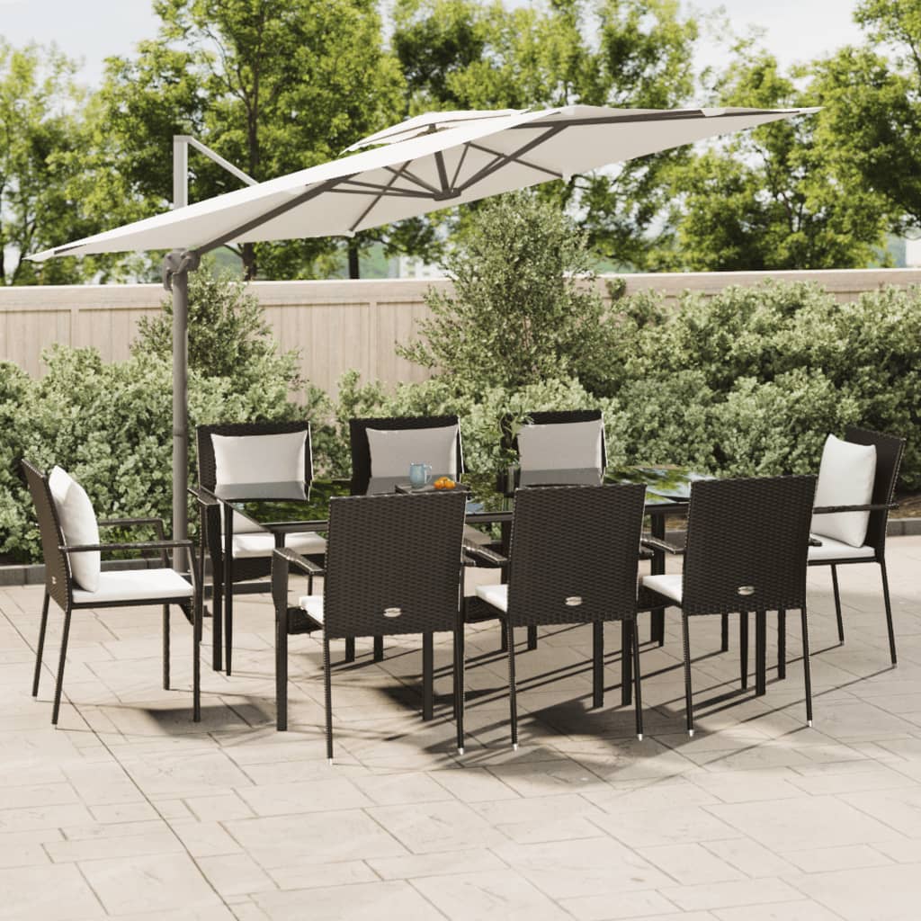Set Mobilier Grădină Cu Perne, 5 Piese, Negru Și , Poliratan