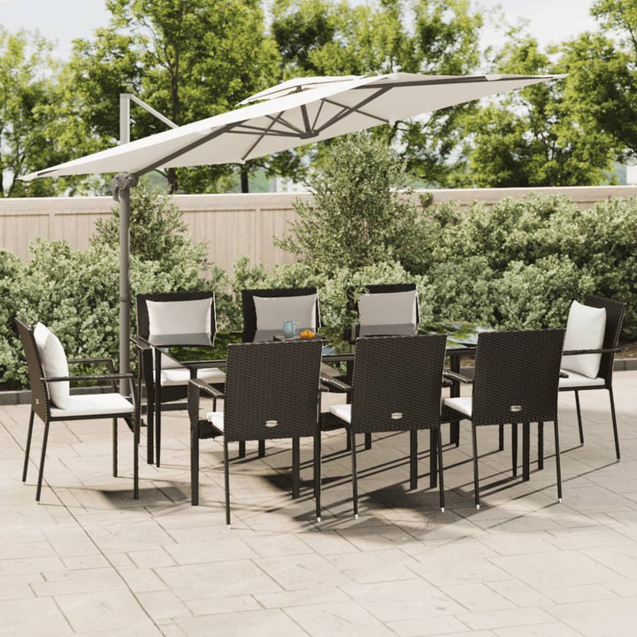 Set Mobilier Grădină Cu Perne, 5 Piese, Negru Și , Poliratan