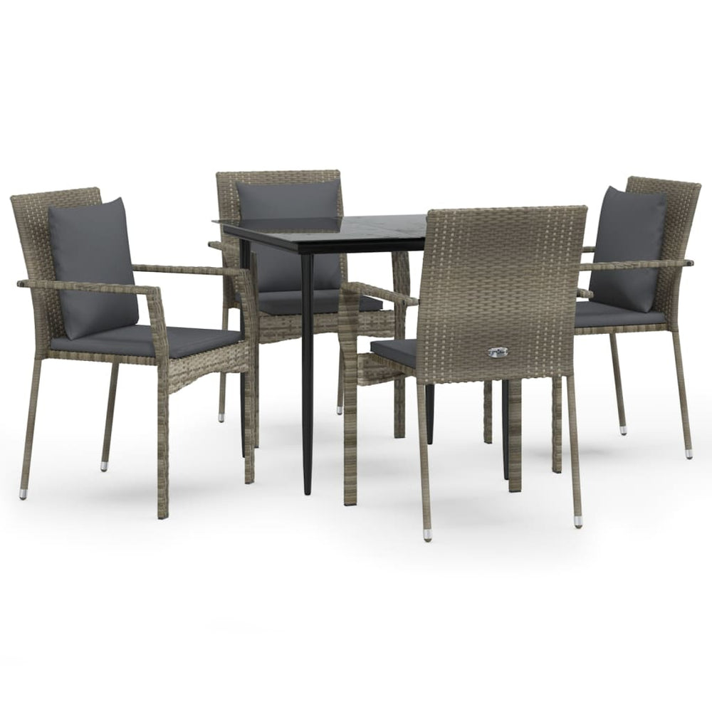 Set Mobilier Grădină Cu Perne, 5 Piese, Negru Și , Poliratan