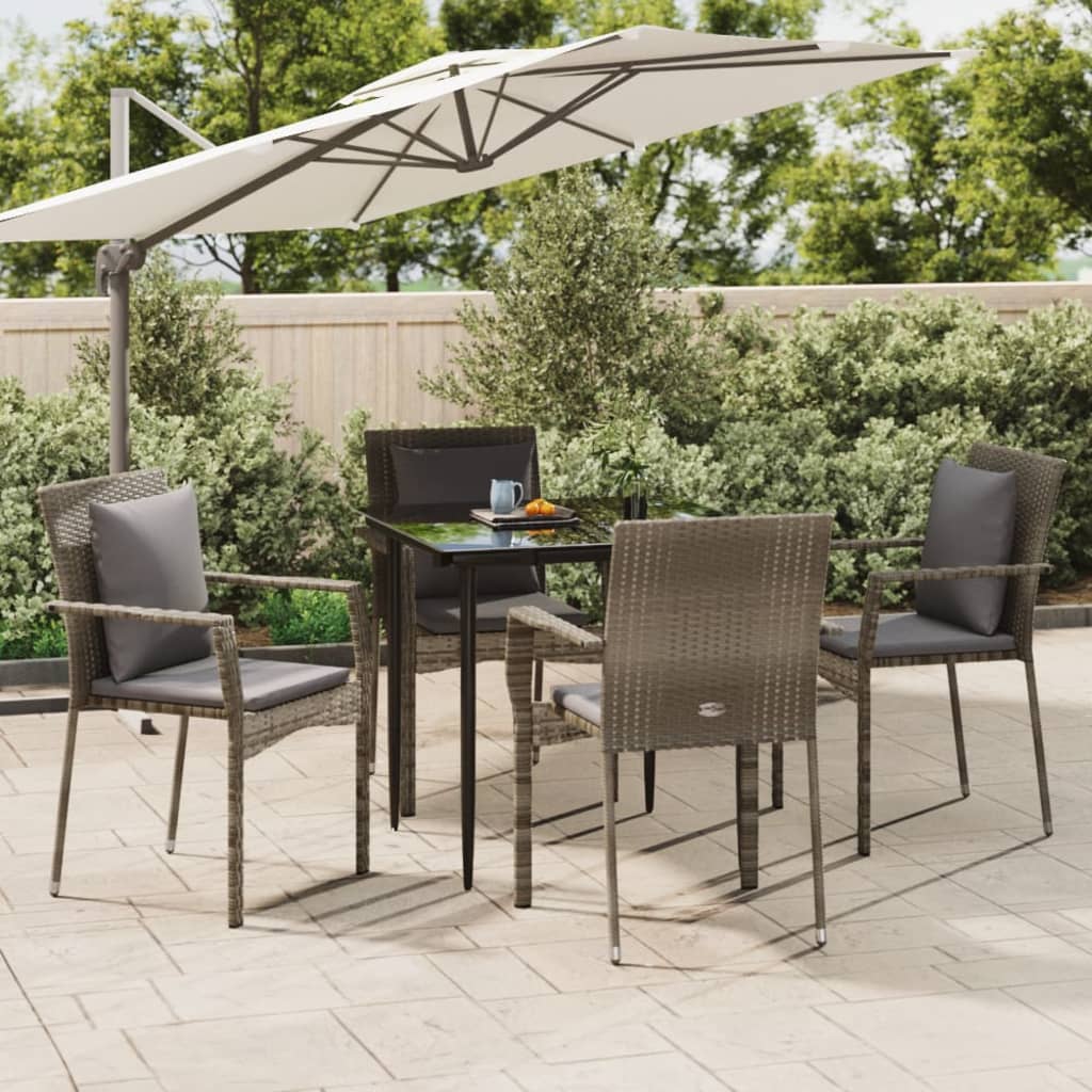 Set Mobilier Grădină Cu Perne, 5 Piese, Negru Și , Poliratan
