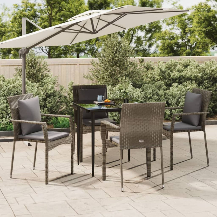 Set Mobilier Grădină Cu Perne, 5 Piese, Negru Și , Poliratan