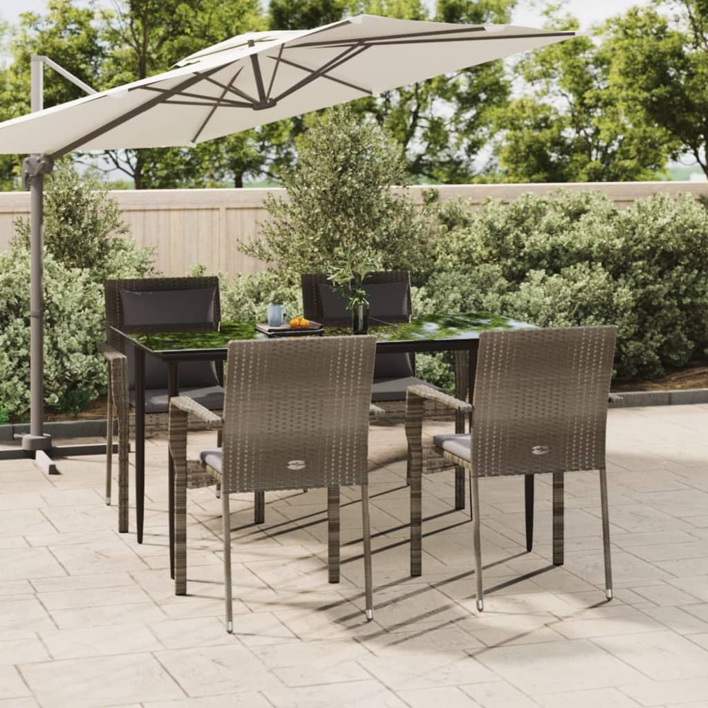 Set Mobilier Grădină Cu Perne, 5 Piese, Negru Și , Poliratan