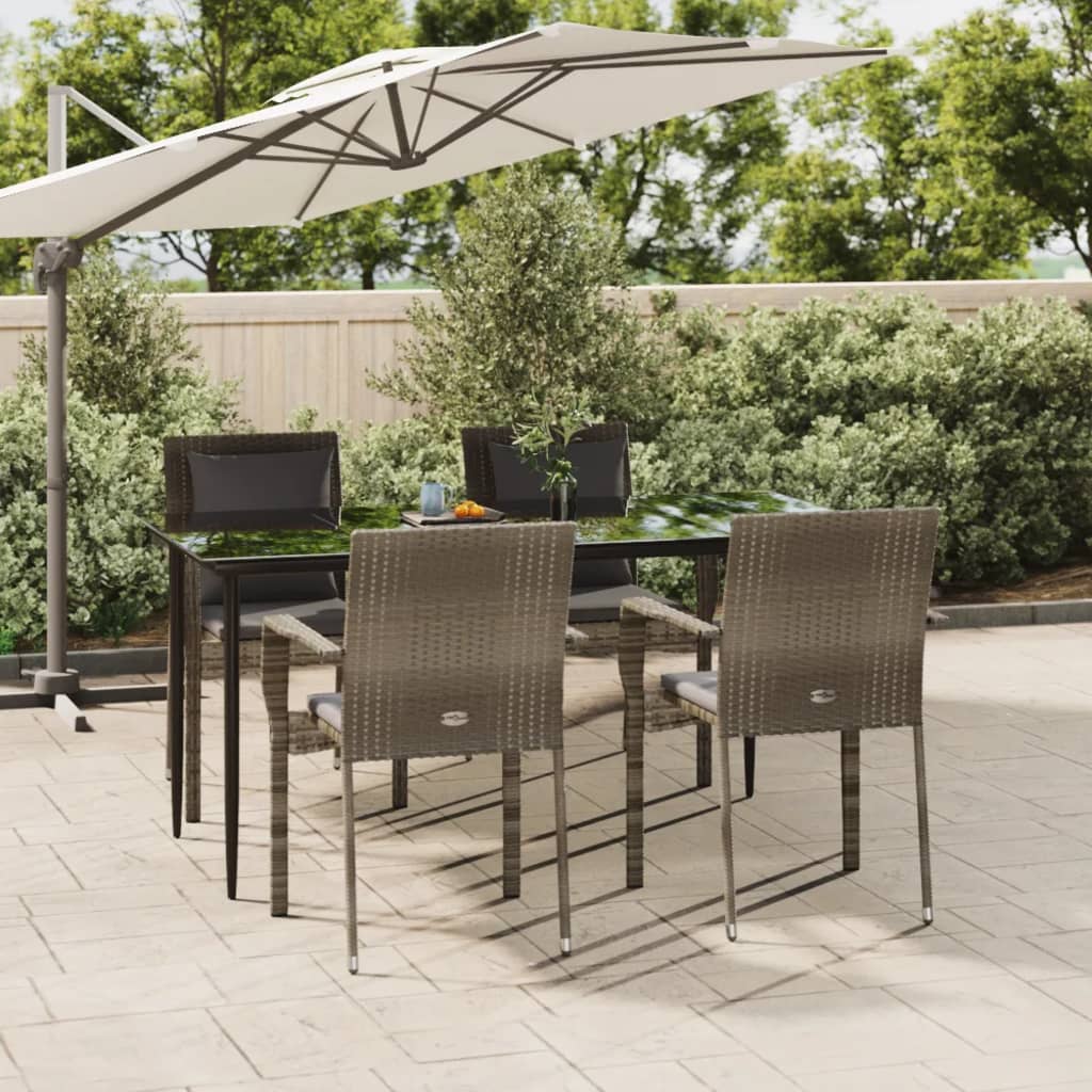 Set Mobilier Grădină Cu Perne, 5 Piese, Negru Și , Poliratan