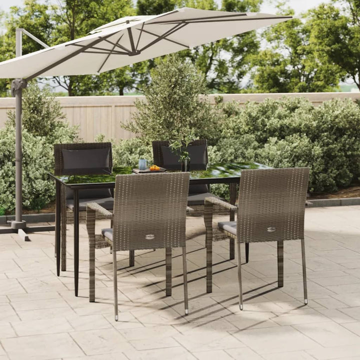 Set Mobilier Grădină Cu Perne, 5 Piese, Negru Și , Poliratan