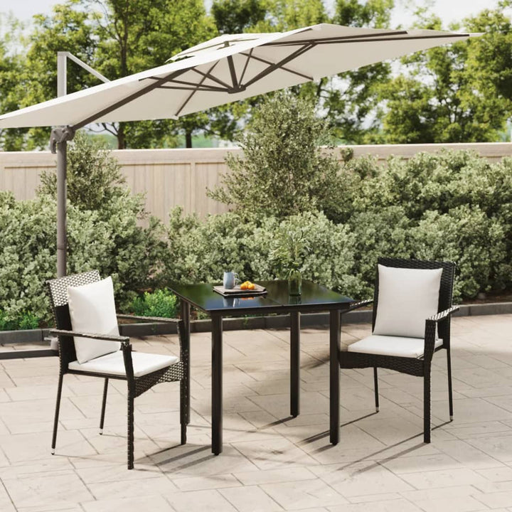 Set Mobilier Grădină Cu Perne, 5 Piese, Negru Și , Poliratan
