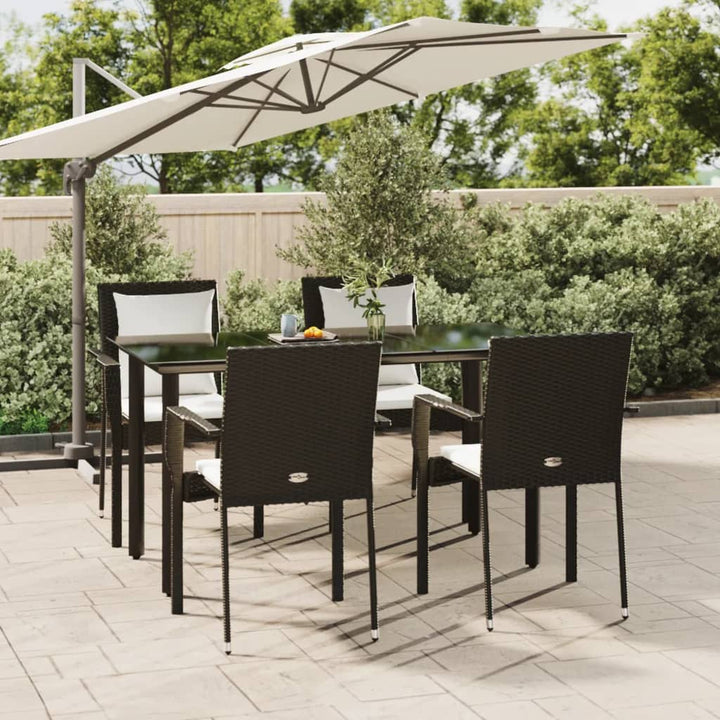 Set Mobilier Grădină Cu Perne, 5 Piese, Negru Și , Poliratan