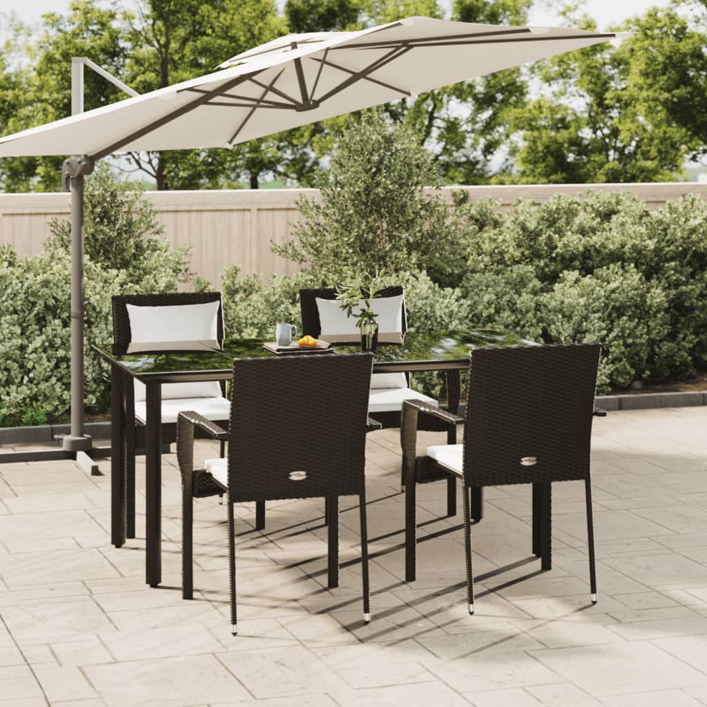 Set Mobilier Grădină Cu Perne, 5 Piese, Negru Și , Poliratan