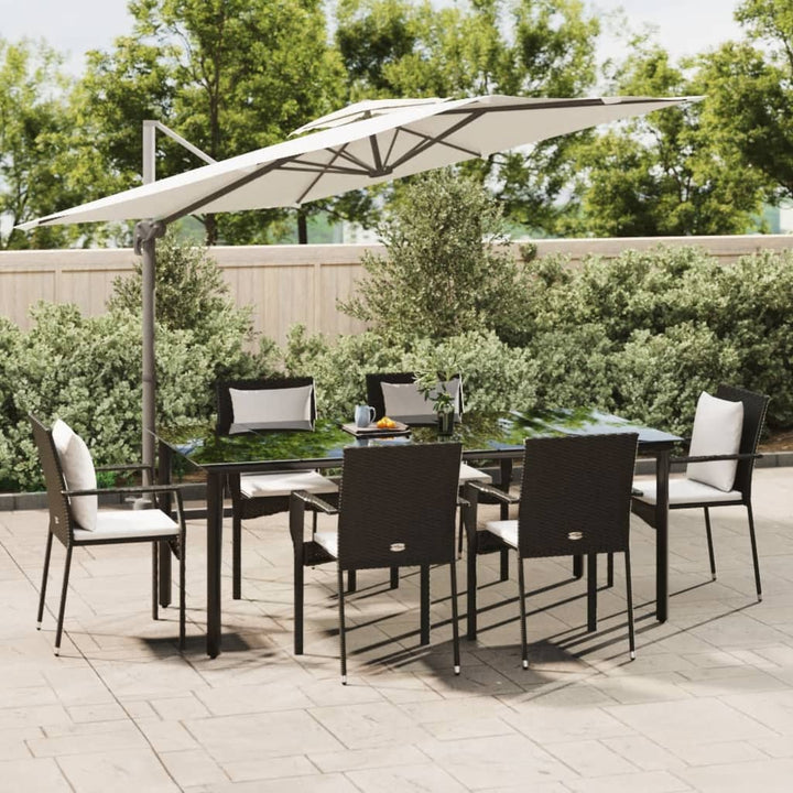Set Mobilier Grădină Cu Perne, 5 Piese, Negru Și , Poliratan