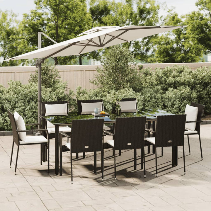 Set Mobilier Grădină Cu Perne, 5 Piese, Negru Și , Poliratan