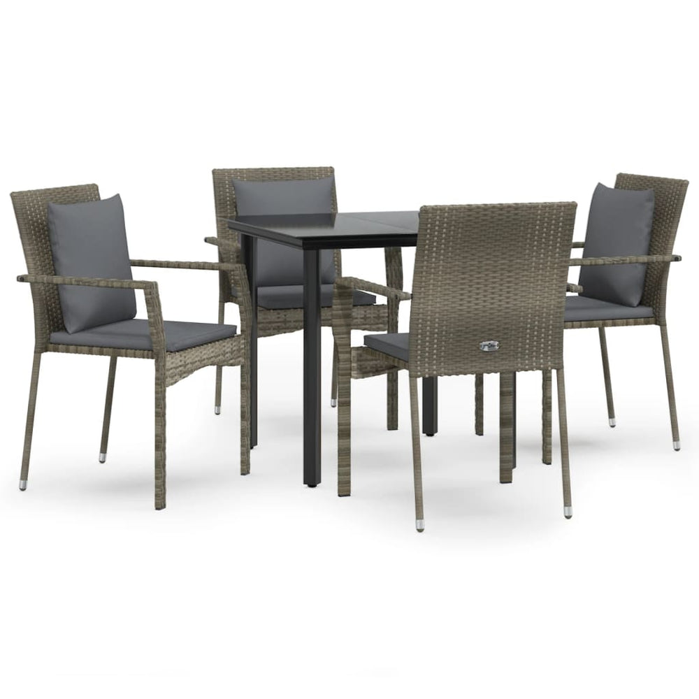 Set Mobilier Grădină Cu Perne, 5 Piese, Negru Și , Poliratan