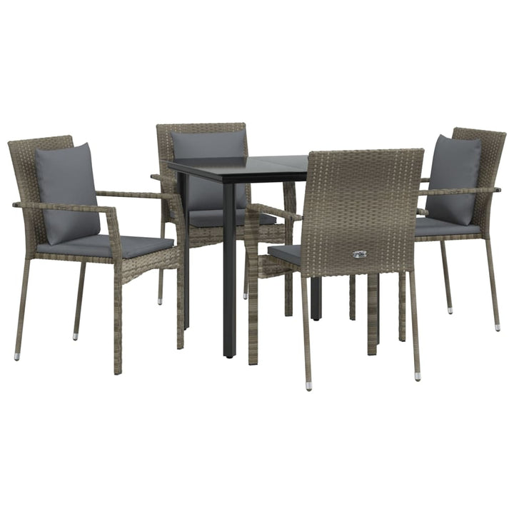 Set Mobilier Grădină Cu Perne, 5 Piese, Negru Și , Poliratan