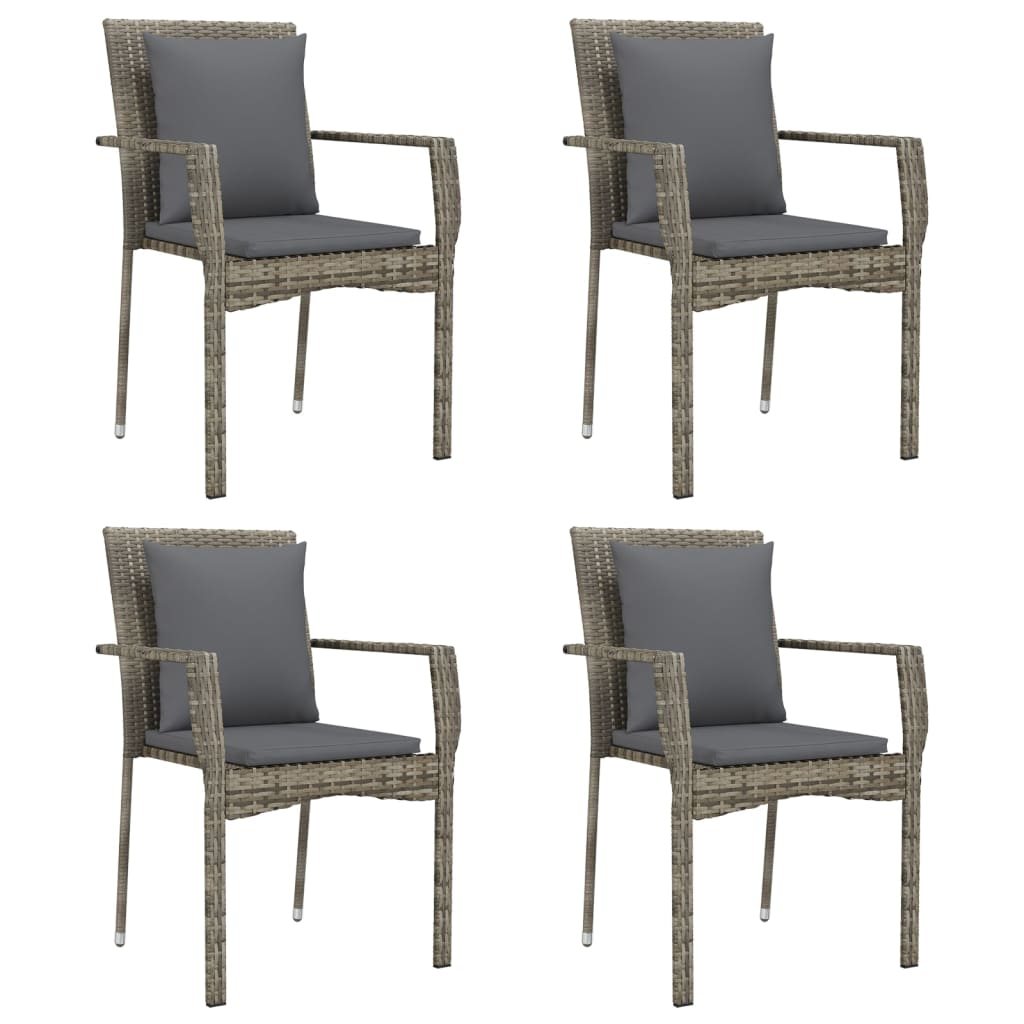 Set Mobilier Grădină Cu Perne, 5 Piese, Negru Și , Poliratan
