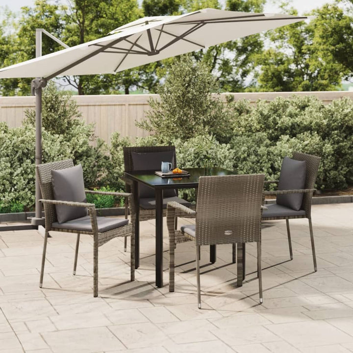Set Mobilier Grădină Cu Perne, 5 Piese, Negru Și , Poliratan