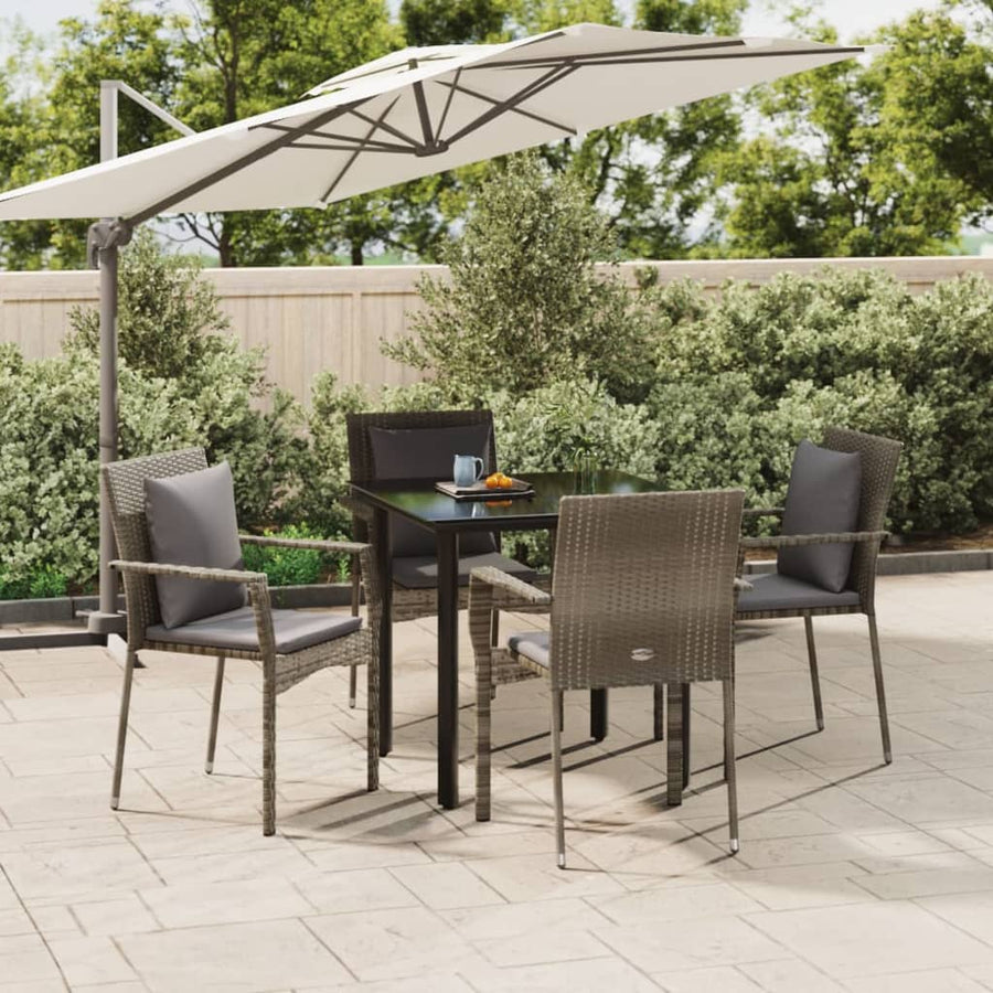Set Mobilier Grădină Cu Perne, 5 Piese, Negru Și , Poliratan