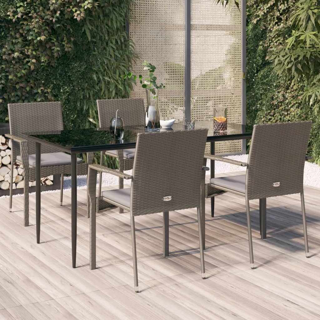 Set Mobilier De Grădină Cu Perne, 5 Piese, , Poliratan