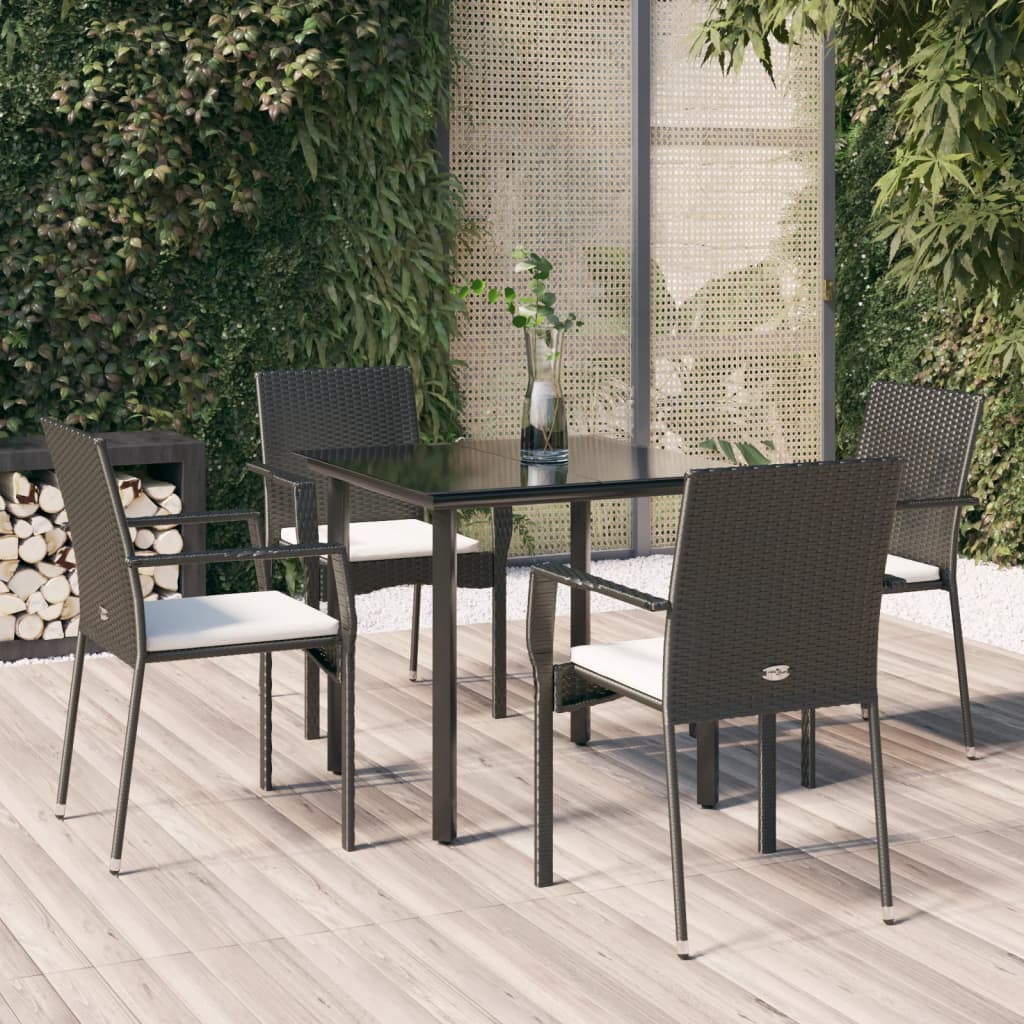 Set Mobilier De Grădină Cu Perne, 3 Piese, Negru/, Poliratan