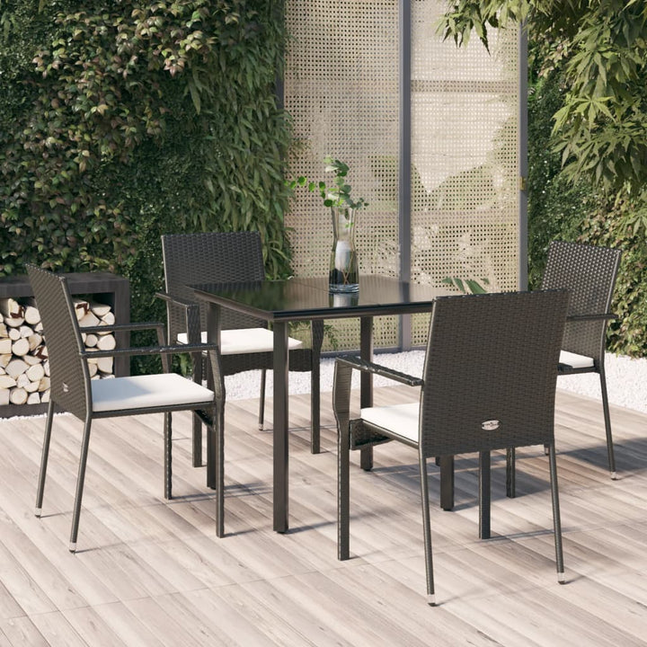 Set Mobilier De Grădină Cu Perne, 3 Piese, Negru/, Poliratan
