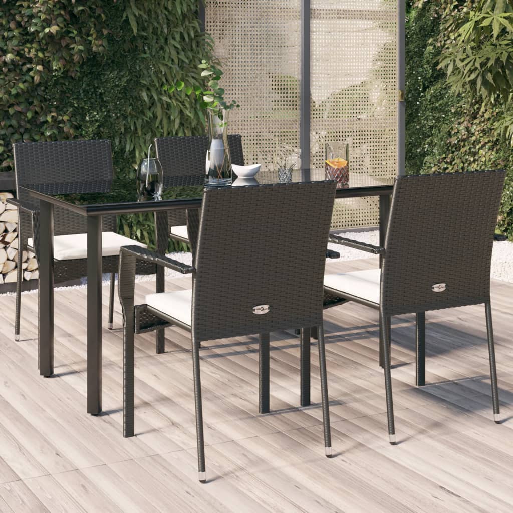 Set Mobilier De Grădină Cu Perne, 3 Piese, Negru/, Poliratan