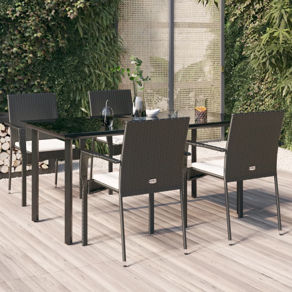 Set Mobilier De Grădină Cu Perne, 3 Piese, Negru/, Poliratan