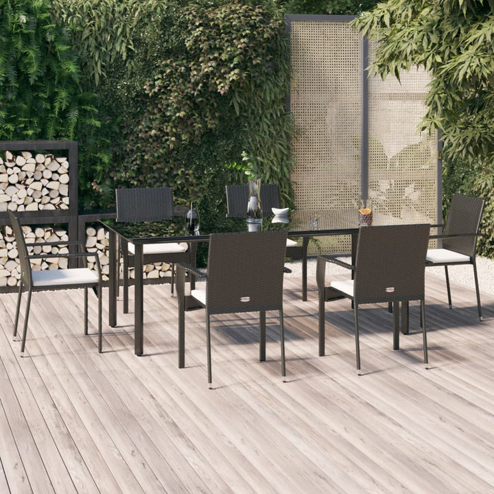 Set Mobilier De Grădină Cu Perne, 3 Piese, Negru/, Poliratan