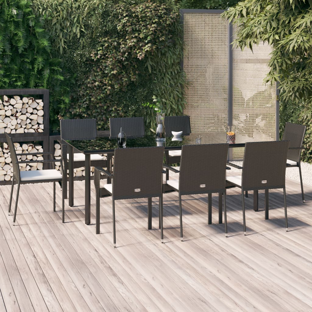 Set Mobilier De Grădină Cu Perne, 3 Piese, Negru/, Poliratan