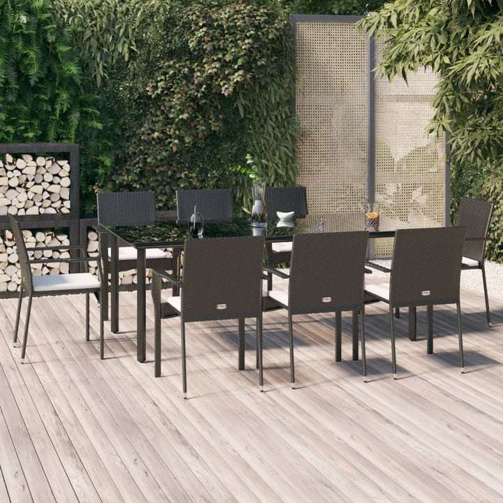 Set Mobilier De Grădină Cu Perne, 3 Piese, Negru/, Poliratan