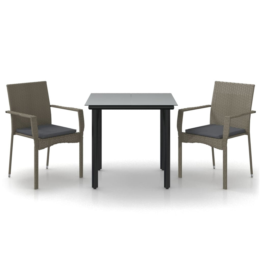 Set Mobilier De Grădină Cu Perne, 3 Piese, Negru/, Poliratan