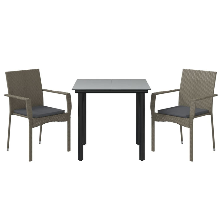Set Mobilier De Grădină Cu Perne, 3 Piese, Negru/, Poliratan