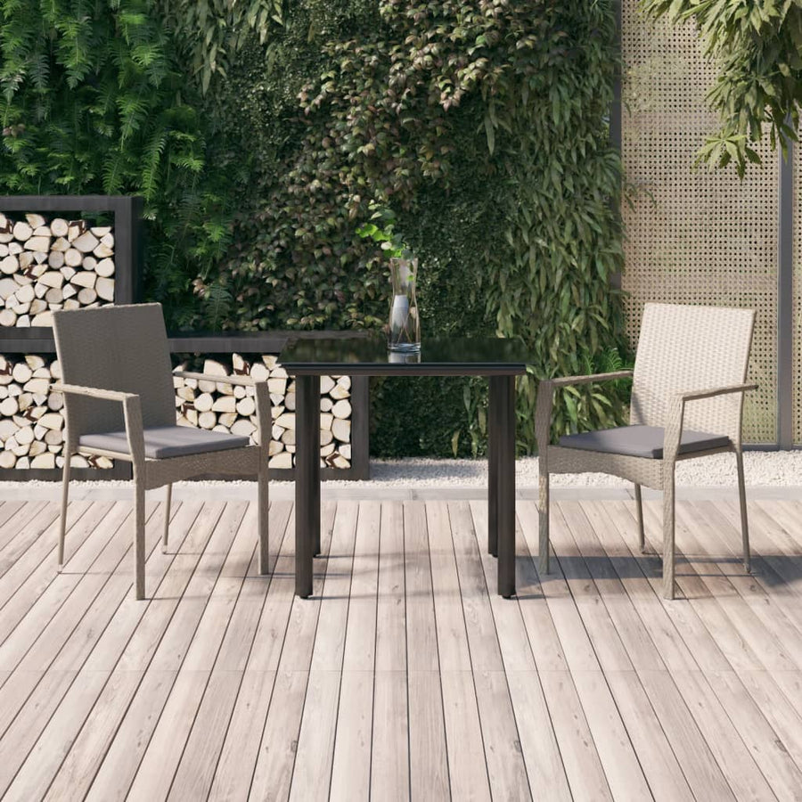 Set Mobilier De Grădină Cu Perne, 3 Piese, Negru/, Poliratan