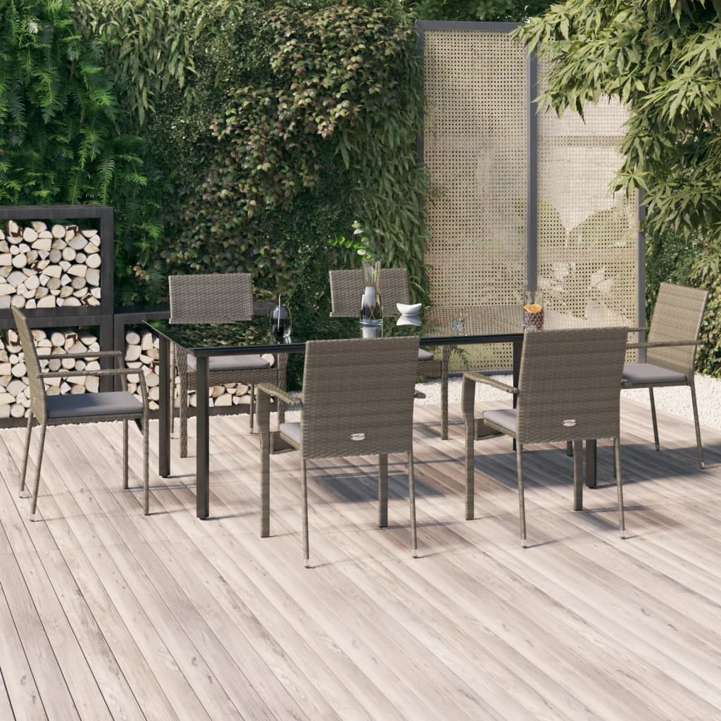 Set Mobilier De Grădină Cu Perne, 3 Piese, Negru/, Poliratan