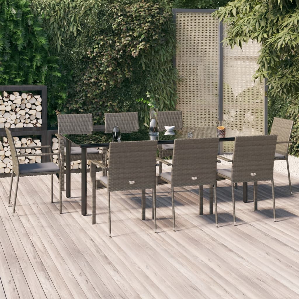Set Mobilier De Grădină Cu Perne, 3 Piese, Negru/, Poliratan