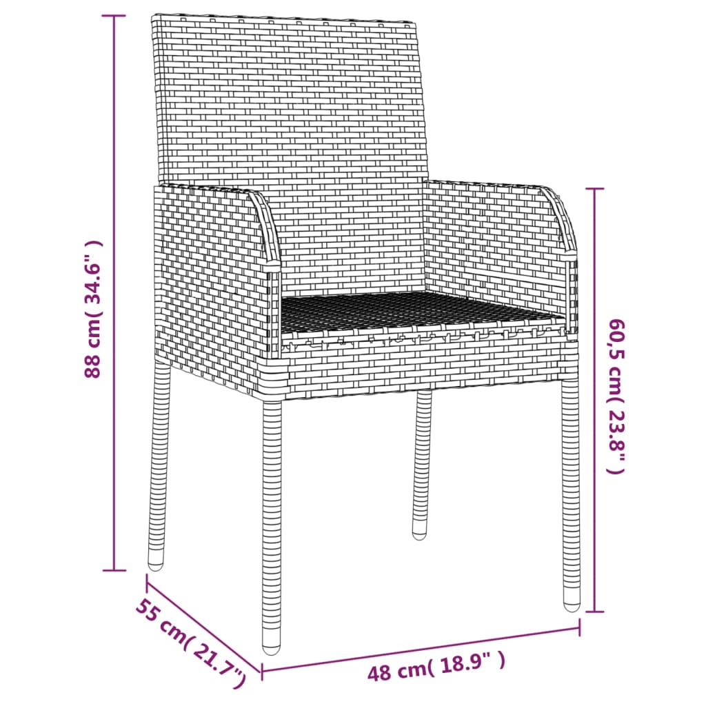 Set Mobilier De Grădină Cu Perne, 3 Piese, , Poliratan