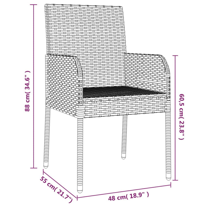 Set Mobilier De Grădină Cu Perne, 3 Piese, , Poliratan