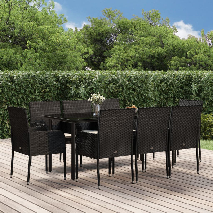 Set Mobilier De Grădină Cu Perne, 9 Piese, , Poliratan