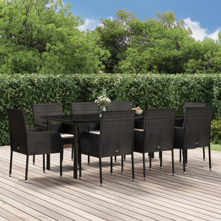 Set Mobilier De Grădină Cu Perne, 9 Piese, , Poliratan