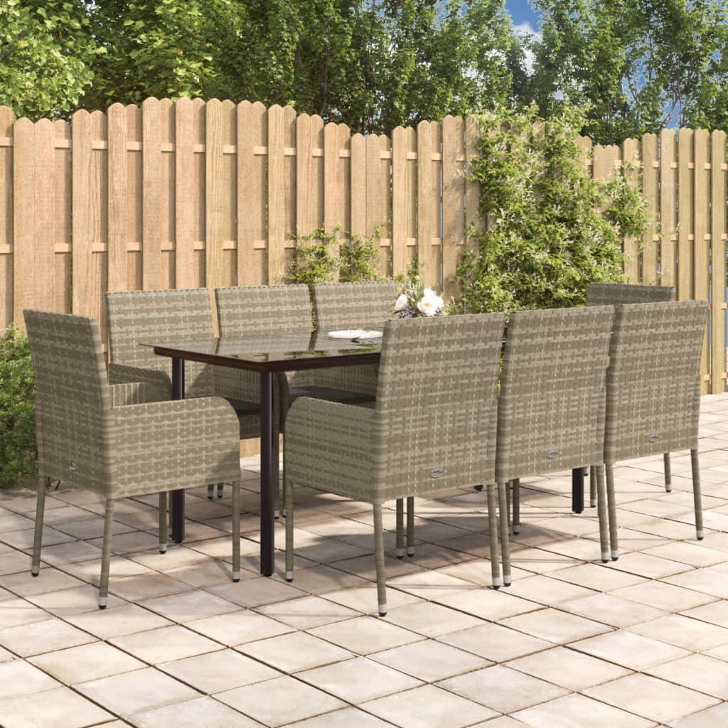 Set Mobilier De Grădină Cu Perne, 9 Piese, , Poliratan