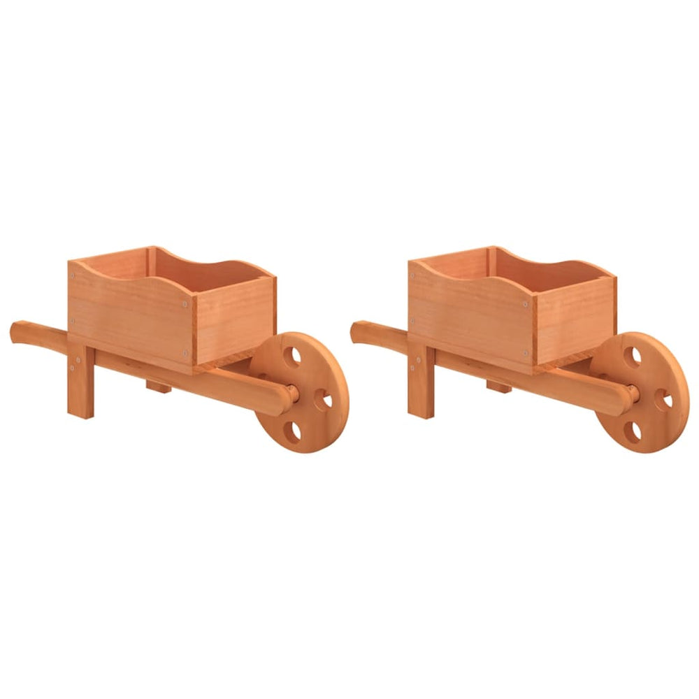 Jardiniere Tip Roabă, 2 Buc., 47X15X19 Cm, Lemn Masiv De Brad