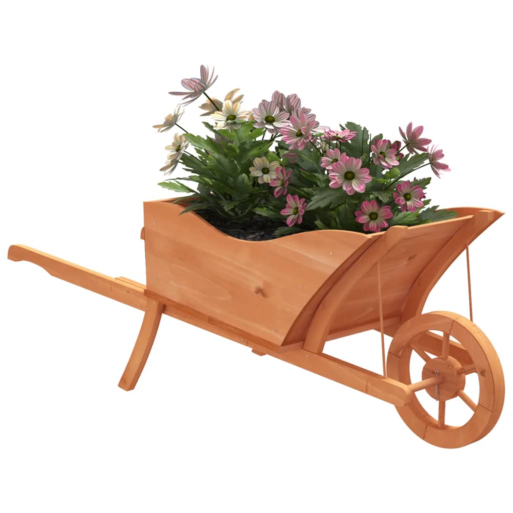 Jardinieră Tip Roabă, 128X45,5X43 Cm, Lemn Masiv De Brad