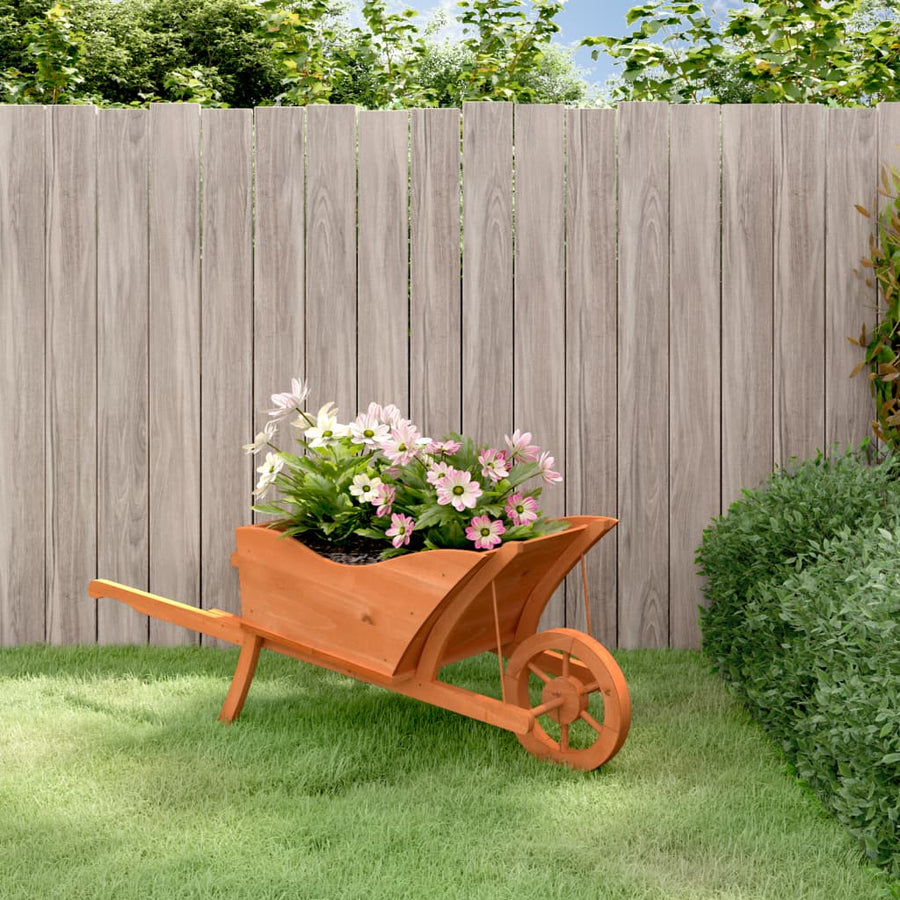 Jardinieră Tip Roabă, 128X45,5X43 Cm, Lemn Masiv De Brad