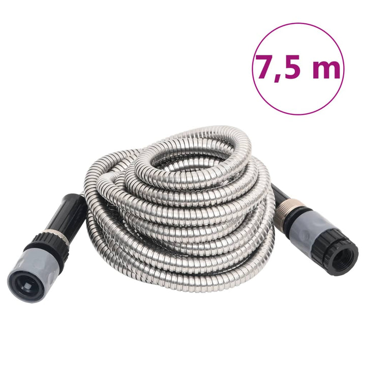 Furtun De Grădină Cu Duză De Pulverizare, Argintiu, 7,5 M, Oțel