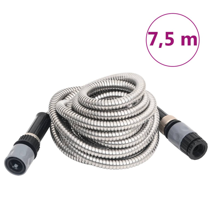 Furtun De Grădină Cu Duză De Pulverizare, Argintiu, 7,5 M, Oțel