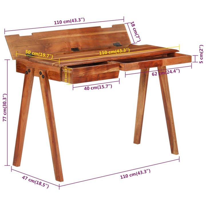 Birou De Scris Cu Sertar, 110X50X77 Cm, Lemn Masiv De Acacia