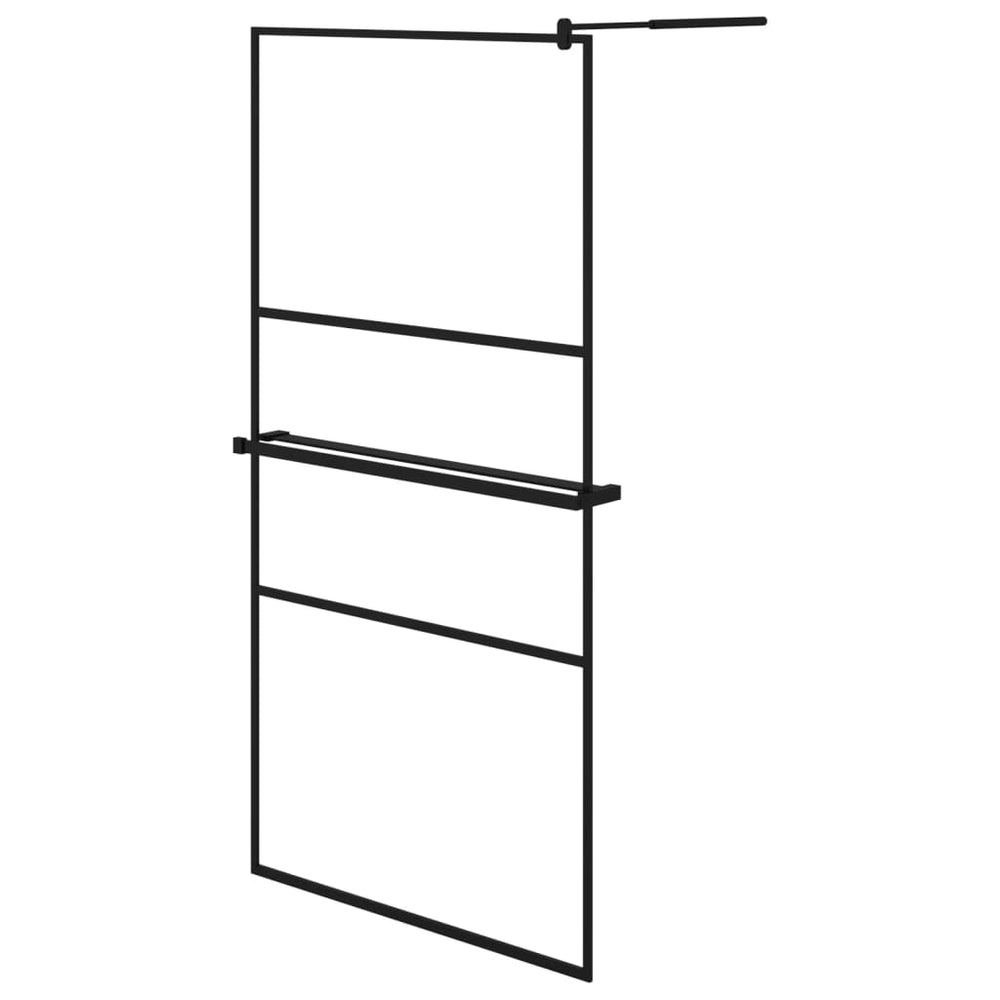 Paravan Duș Walk-In Cu Raft 100X195Cm Sticlă Esg/Aluminiu