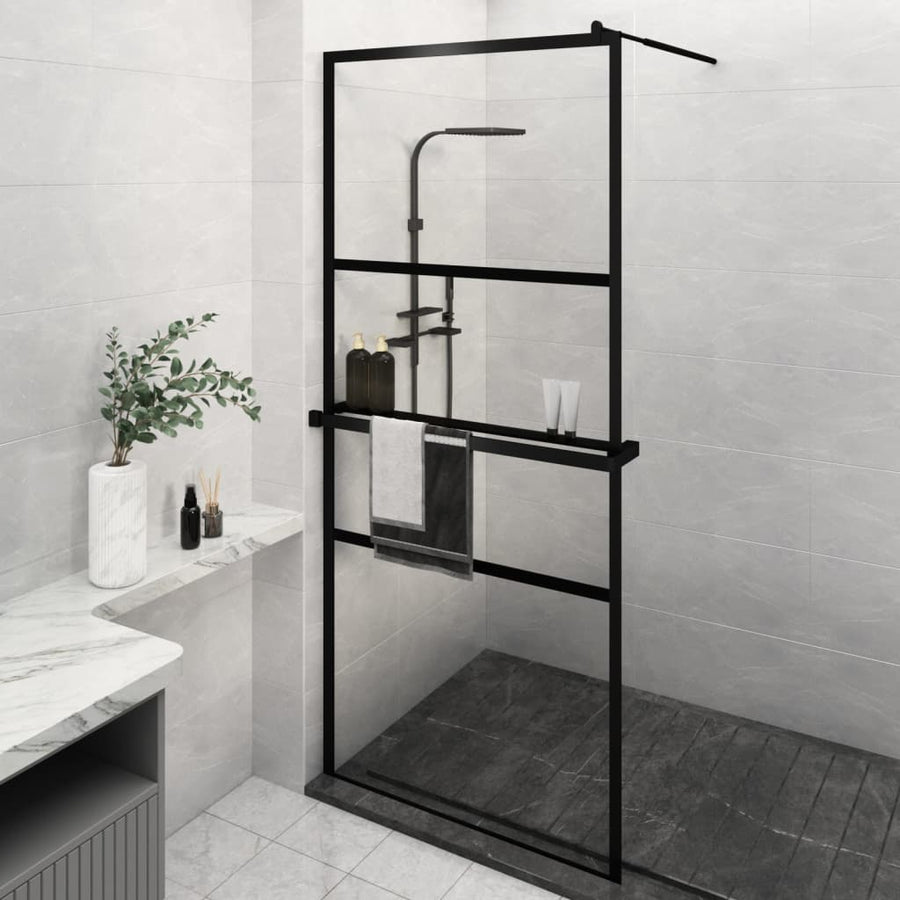 Paravan Duș Walk-In Cu Raft 100X195Cm Sticlă Esg/Aluminiu