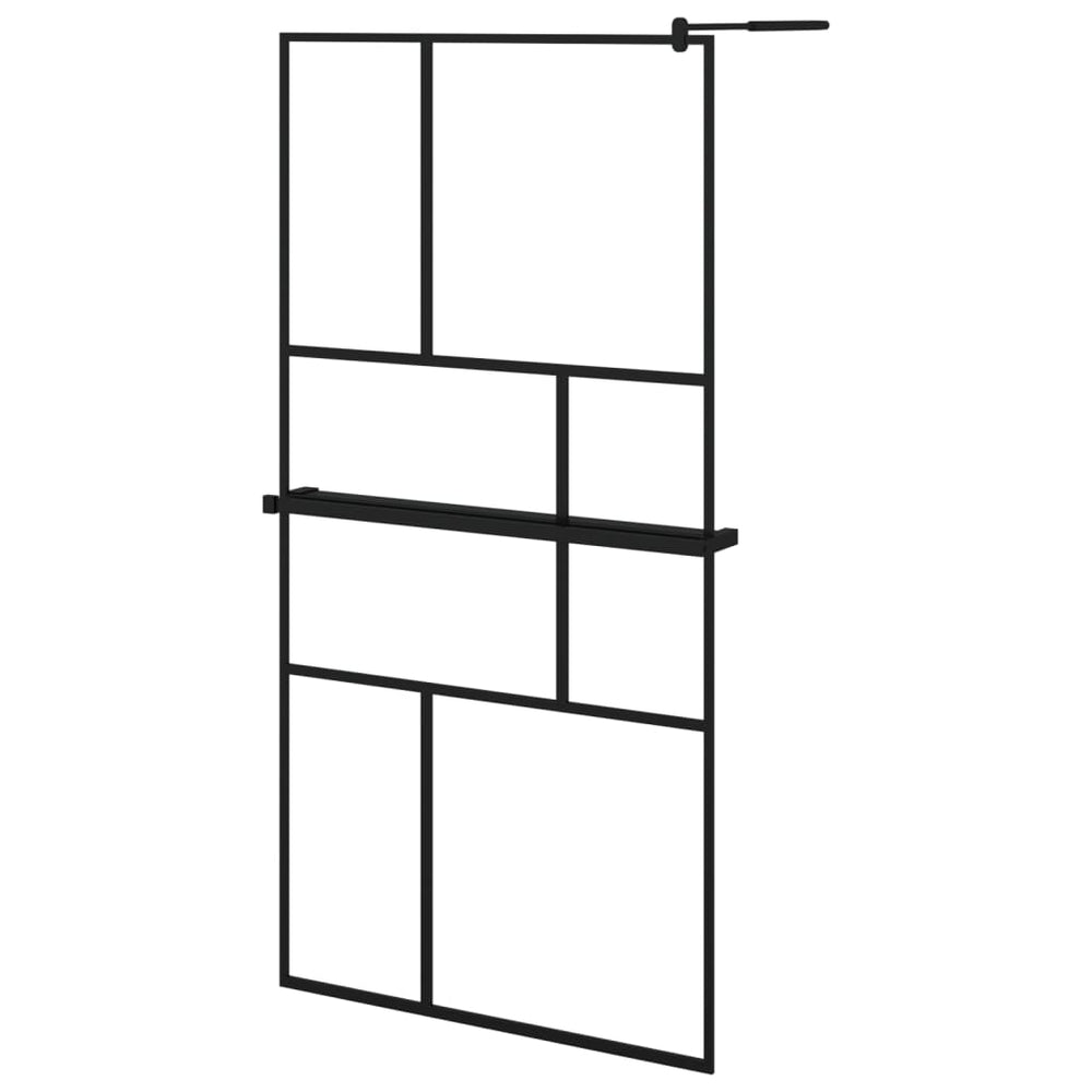 Paravan Duș Walk-In Cu Raft 100X195Cm Sticlă Esg/Aluminiu