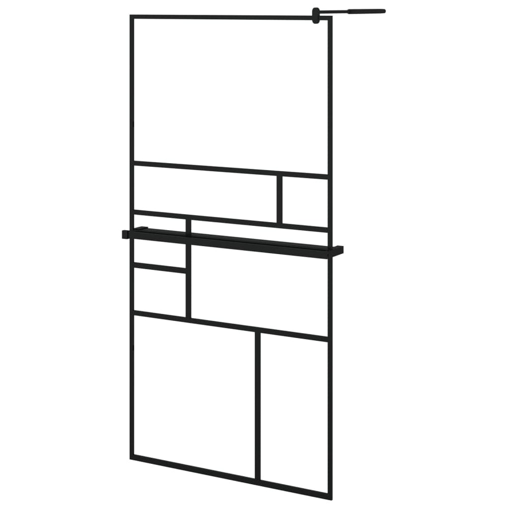 Paravan Duș Walk-In Cu Raft 100X195Cm Sticlă Esg/Aluminiu